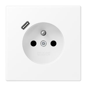 Wandcontactdoos +lader LS wit mat penaarde+USB-C