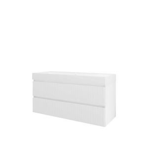 Polystone wastafel LOFT zonder kraangat onderkast 1200X460X620 glans wit / mat wit