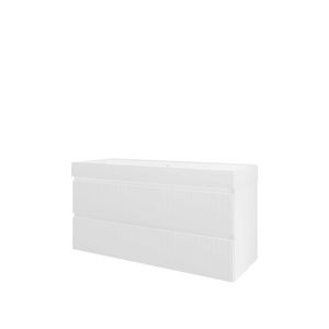 Polystone wastafel LOFT zonder kraangat onderkast 1200X460X620 mat wit / mat wit