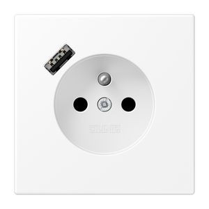 Wandcontactdoos +lader LS wit mat penaarde+USB-A