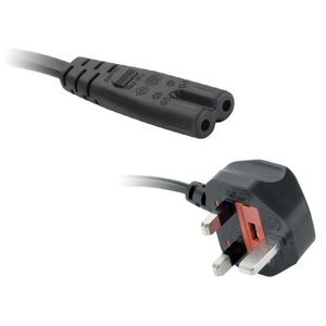 Engelse stroom kabel 2-polig 5Amp zwart 1.8mtr.