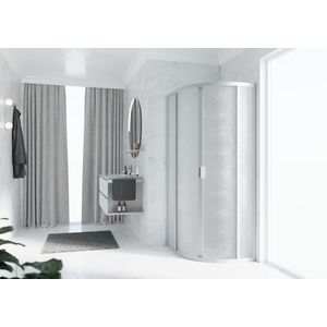 Douchewand kwartrond LUNES R 1000-1000x1950mm glas niva profiel zilver mat