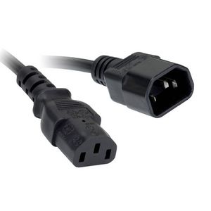 Uni stroom verlengkabel 3-polig C14 male/ C13 female zwart 2.0mtr.