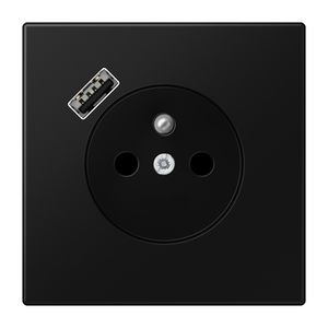 Wandcontactdoos +lader LS zwart mat penaarde+USB-A