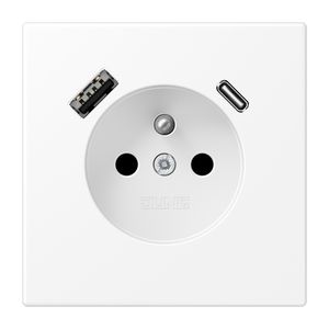 Wandcontactdoos +lader LS wit mat penaarde+USB-A+C