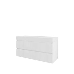 Polystone wastafel LOFT 1 kraangat onderkast 1200X460X620 glans wit / mat wit