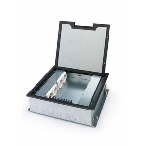 Vloerdoos Kruisdoos 2.0 4x 230V RA + 4x leeg deksel 4mm inlegdiepte met kunststof oplegrand