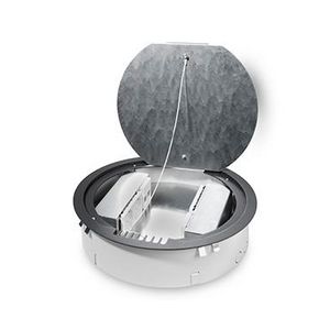 Vloerdoos RONDO 300 4x 230V RA + 2x leeg stalen deksel RAL7024