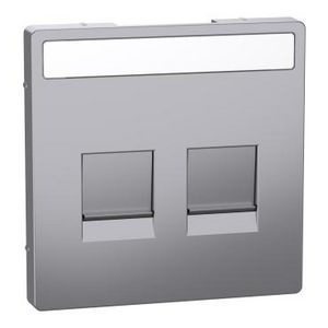 Centraalplaat RJ45 2-voudig Venster RVS look Systeem D