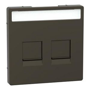 Centraalplaat RJ45 2-voudig Venster Mocca metallic Systeem D