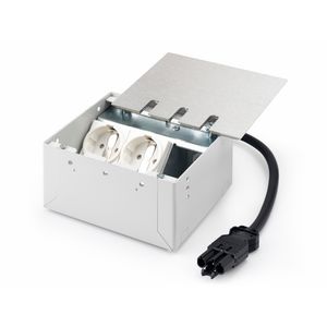 Vloerdoos TETRA MINI 2x 230V RA + 1x leeg 0,5mtr. GST RVS deksel