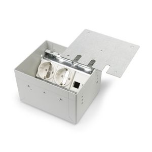 Vloerdoos TETRA MINI 2x 230V RA + 2x CAT6A 0,5mtr. GST sendzimir deksel ten behoeve van parket/natuursteen
