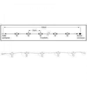 Hoofdkabel PS230 1mtr. 5 fitting wit
