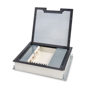 Vloerdoos VELOX Type 50 HYDRO 4x 230V RA + 8x RJ45 uitsparing deksel 4mm inlegdiepte met kunststof oplegrand