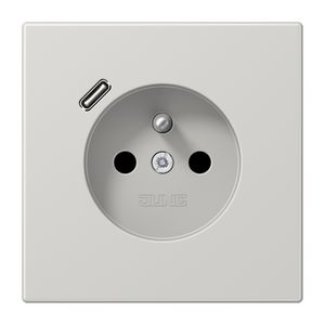Wandcontactdoos +lader LS lichtgrijs penaarde+USB-C