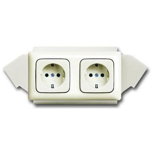 Wandcontactdoos 2v +doos uni +gst SI creme (20-2 EUWCJ-212K-503)