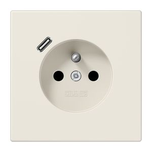 Wandcontactdoos +lader LS wit penaarde+USB-C