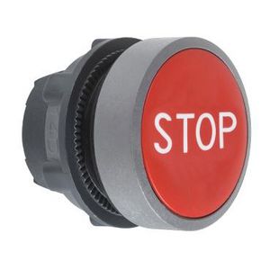 red flush pushbutton head white markedSTOP" cp grey