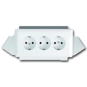 Wandcontactdoos 3v +doos uni +gst chassis SI creme (20-03 PWU/C-212K)