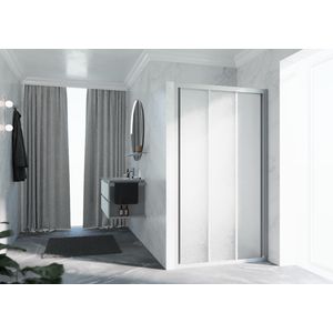 Schuifdeur LUNES 3P 1020-1080x1950mm glas niva profiel zilver mat