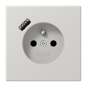 Wandcontactdoos +lader LS lichtgrijs penaarde+USB-A