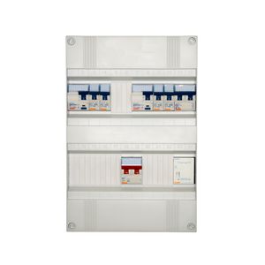 Groepenkast geassembleerd 1-fase 2x aardlekschakelaar 4 groepen+beltrafo+kookgroep