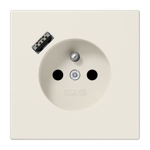 Wandcontactdoos +lader LS wit penaarde+USB-A