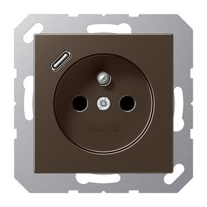 Wandcontactdoos +lader mokka penaarde+USB-C