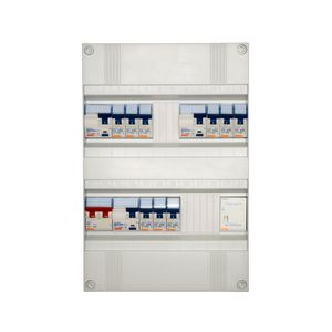 Groepenkast geassembleerd 1-fase 3x aardlekschakelaar 9 groepen+beltrafo