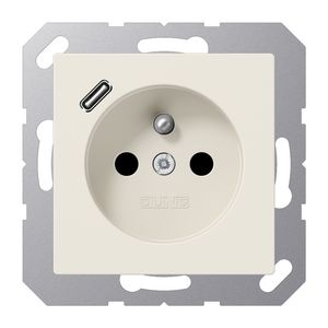 Wandcontactdoos +lader wit penaarde+USB-C