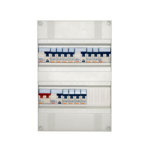 Groepenkast geassembleerd 1-fase 3x aardlekschakelaar 10 groepen+kookgroep