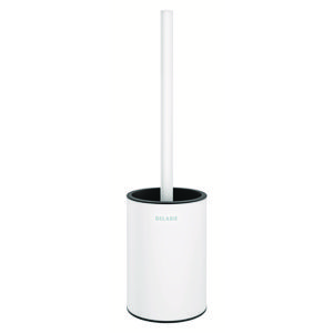 Toiletborsteouder muurmontage z. deksel RVS mat wit epoxy