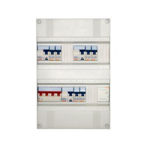 Groepenkast geassembleerd 3-fase 3x aardlekschakelaar 6 groepen+beltrafo