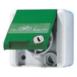 Wandcontactdoos 1v. E-bike WG800 groen tekstvast slot