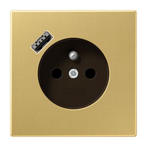 Wandcontactdoos penaarde + lader LS mess.klass.USB A