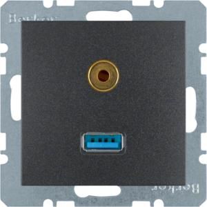 USB/audio 35mm mini-Jack wcd berker S.1/B.3/B.7 antraciet
