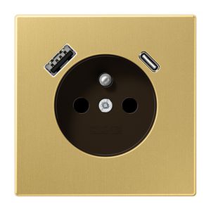Wandcontactdoos penaarde + lader LS mess.kla.USB A+C