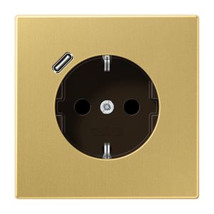 Wandcontactdoos + lader LS messing klassiek USB C