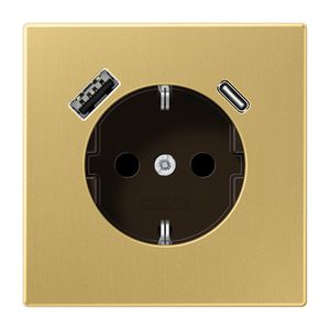 Wandcontactdoos + lader LS messing klassiek USB A+C