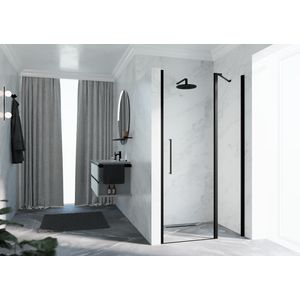 Young 2.0 2P draaideur 970-1010x2000mm zwart helder m.segm.