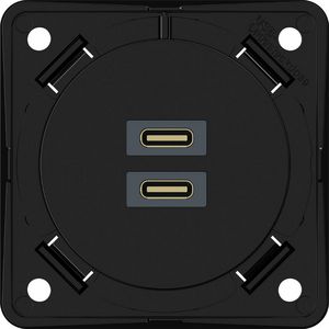 USB C+C (PD) wandcontactdoos, Integro, zwart