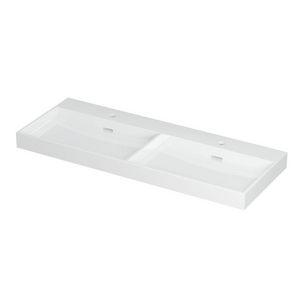 INK Urban Wastafel Porselein dbl 2 kraangat GL wit 120x45