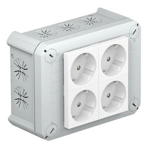 Kabeldoos 4 wcd 33gr wit 2+2 150x116x67 polypr. li.grijs
