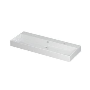 INK Unlimited Wastafel Porselein 2 kraangat GL wit 120x45