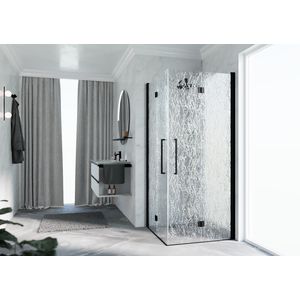 Hoekinstap 2xvouw YOUNG 2GS 1010-1030x2000mm matzwart Aqua glas