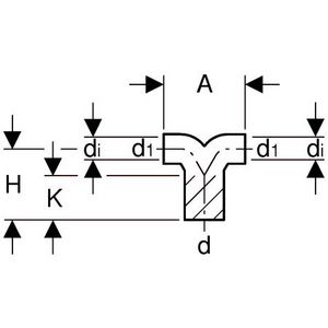 Polyethyleen (PE) broek T-stuk verlopend 90° 56x50x50mm