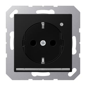 Wandcontactdoos grafietzwart mat LED&lichtsens. A500