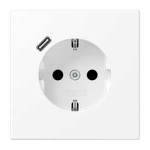 Wandcontactdoos m.lader wit mat v.USB type C LS990