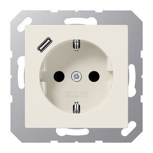 Wandcontactdoos m.lader wit v.USB type C