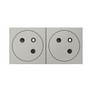 Contactdoos Link vlak 2x2P + A 45gr. 4 modulen ALU Mosaic